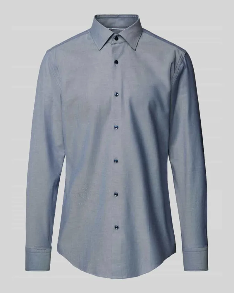 HUGO BOSS Slim Fit Business-Hemd mit Kentkragen Modell 'Hank Bleu
