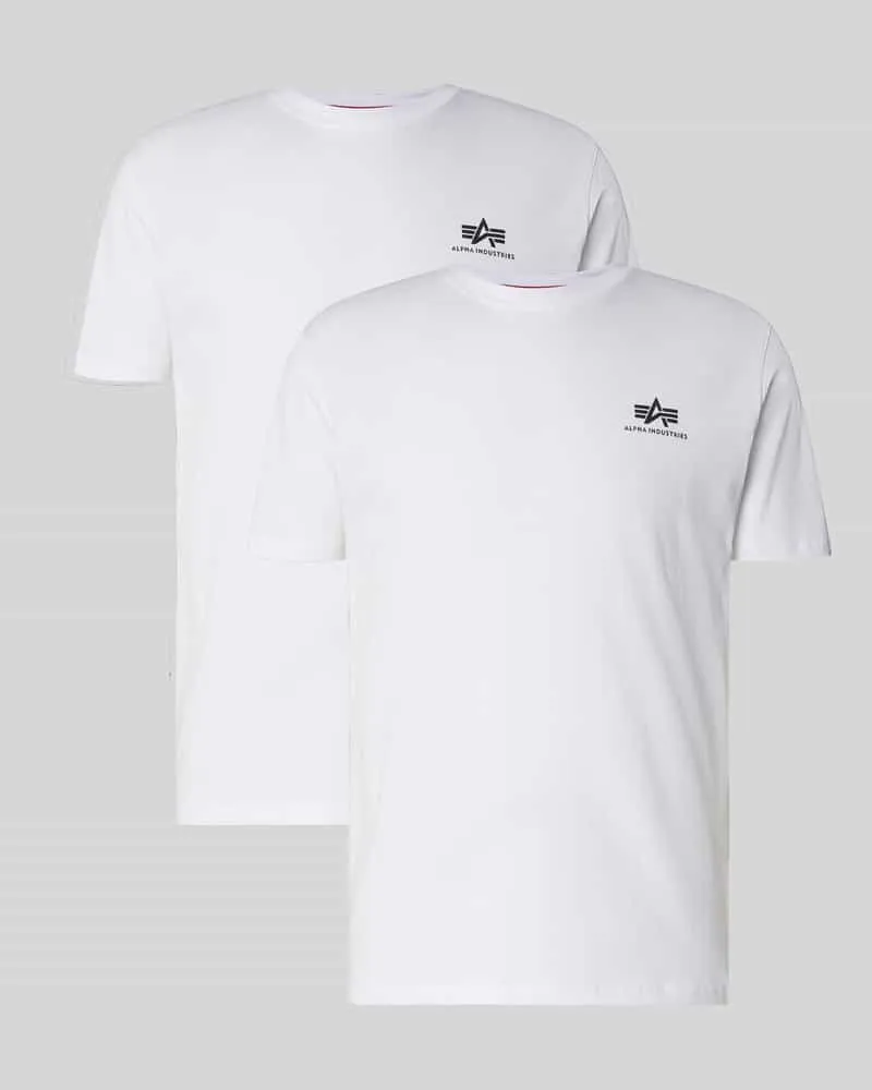 Alpha Industries T-Shirt mit Label-Print Weiss