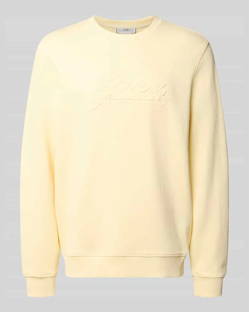 Guess Sweatshirt mit Logo und Rundhalsausschnitt Hellgelb