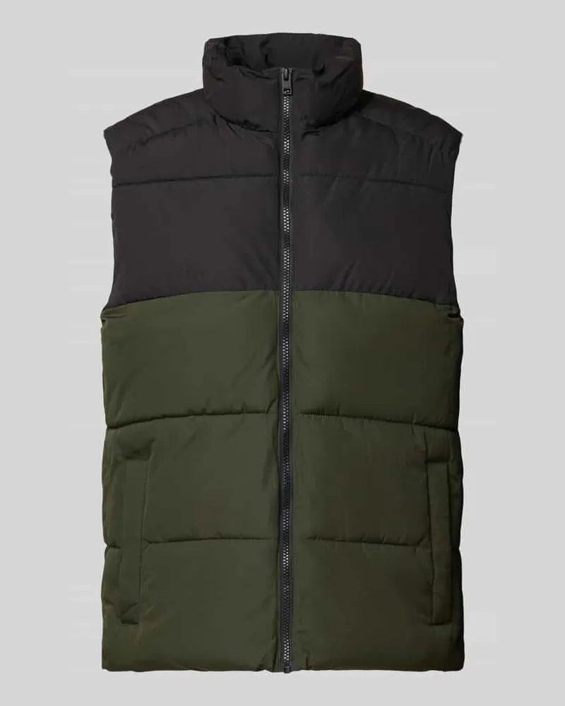 Jack & Jones Steppweste mit Stehkragen Modell 'MAZE Oliv