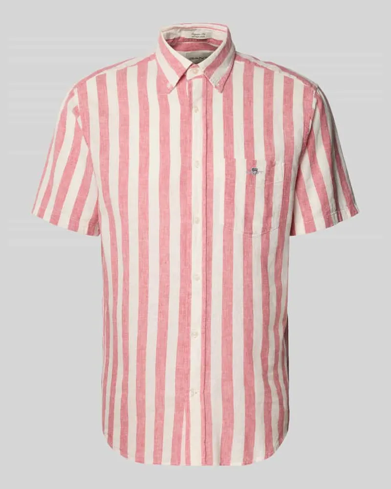Gant Regular Fit Freizeithemd aus Leinen-Baumwoll-Mix Rosa