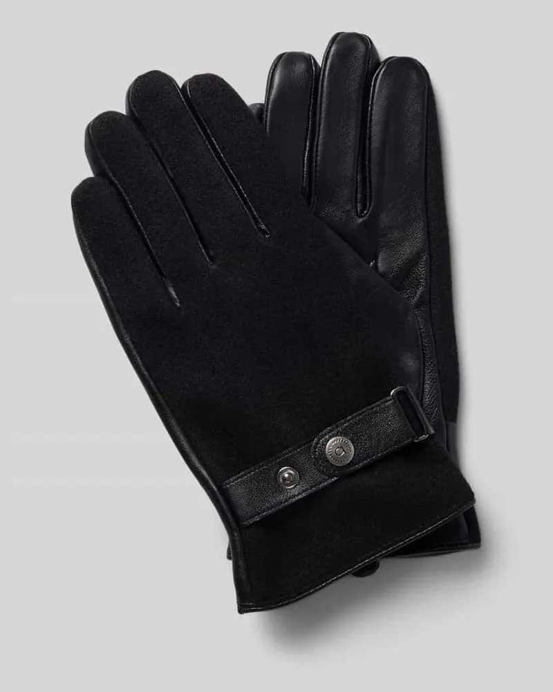 Bugatti Handschuhe aus Viskose-Mix mit Riegel Black