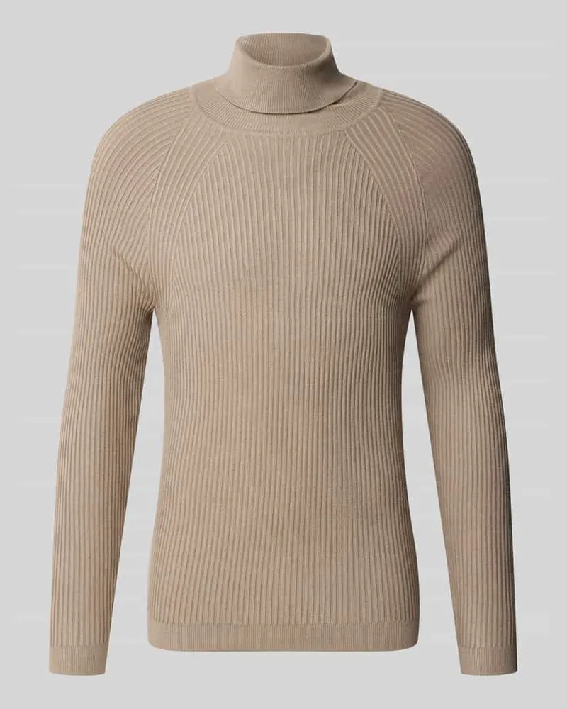 Antony Morato Rollkragenpullover aus Viskose-Mix in Ripp-Optik Sand