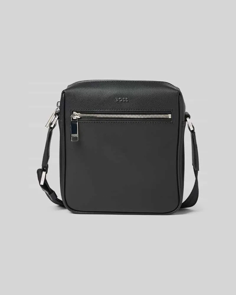 HUGO BOSS Reporter-Tasche aus genarbtem Leder Modell 'DAXTER_NS zip Black