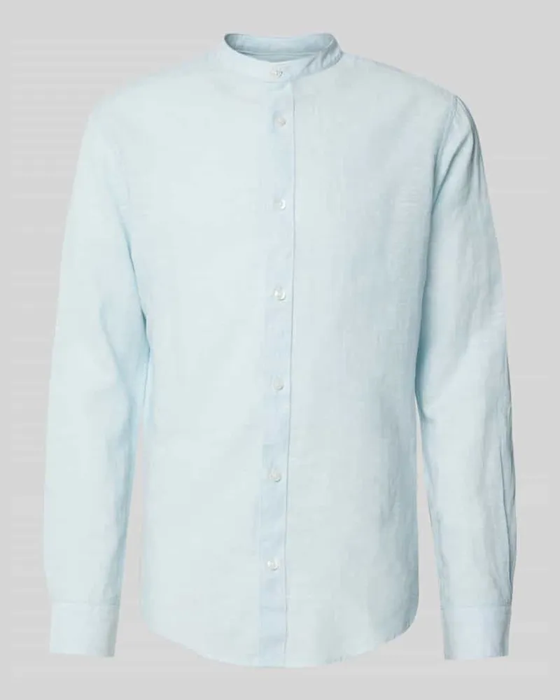Only & Sons Slim Fit Leinenhemd aus Leinen-Mix mit Kaschmir-Anteil Modell 'CAIDEN Hellblau