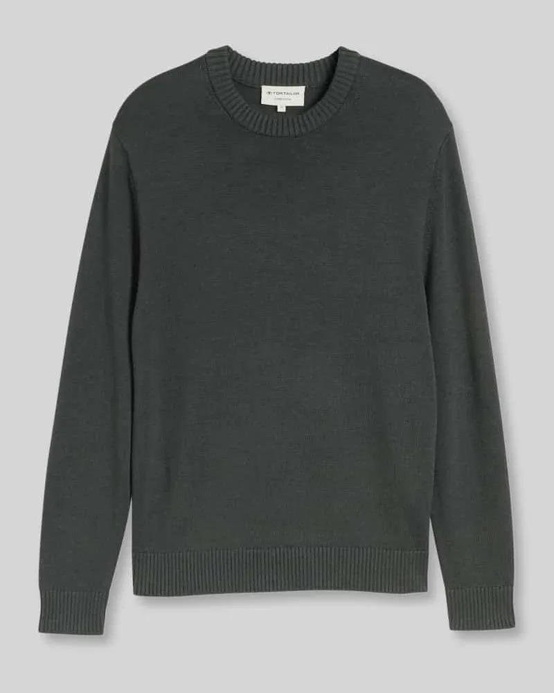 Tom Tailor Regular Fit Pullover aus reiner Baumwolle Oliv