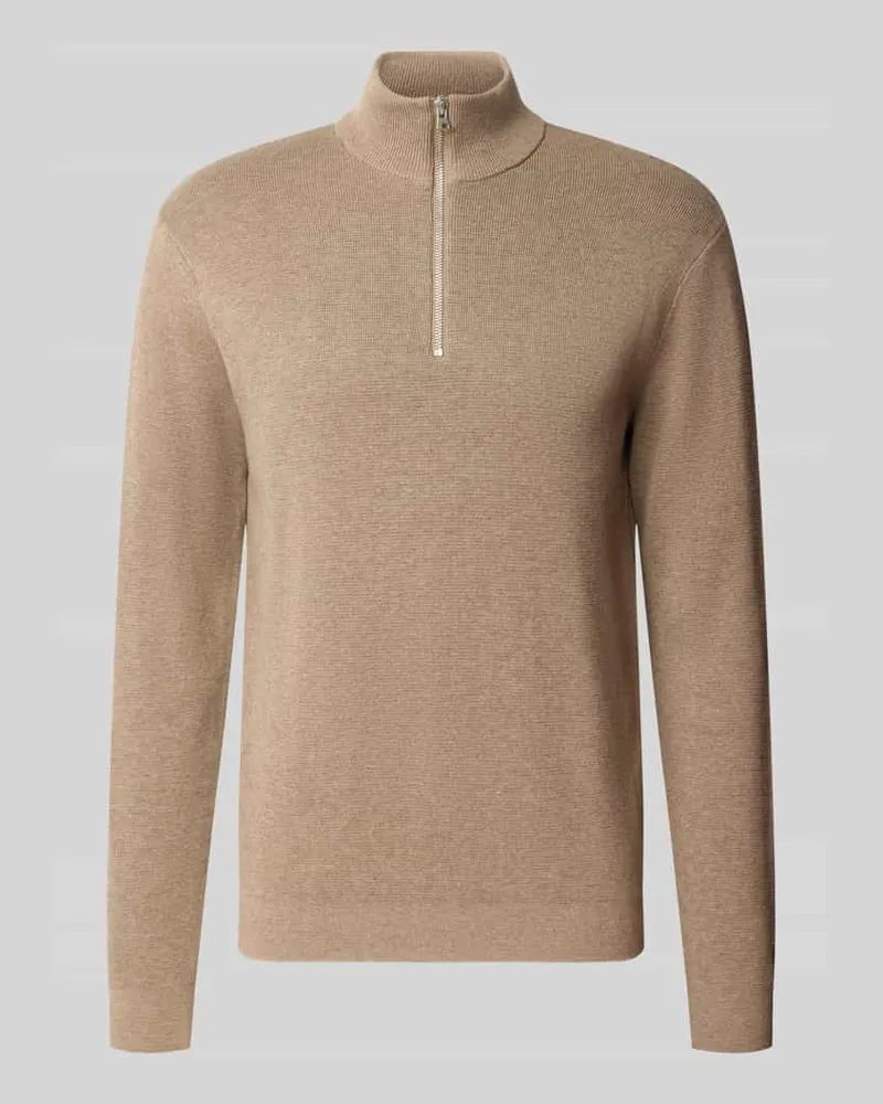 Only & Sons Regular Fit Troyer aus reiner Baumwolle Modell 'TING Beige