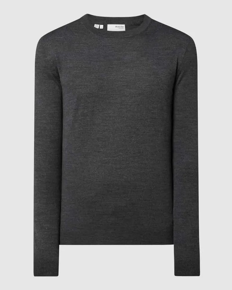 Selected Homme Pullover aus Merinowollmischung Modell 'Town Dunkelgrau