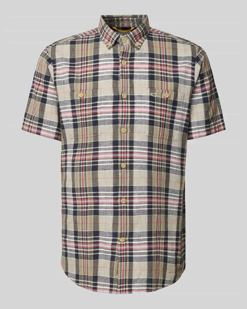 Camel Active Freizeithemd aus Leinen-Baumwoll-Mix mit Button-Down-Kragen 