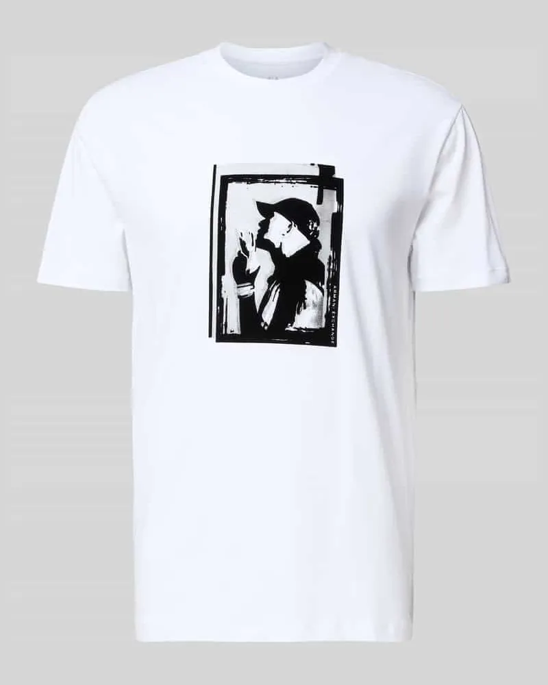 Armani Exchange T-Shirt mit Motiv-Print Weiss