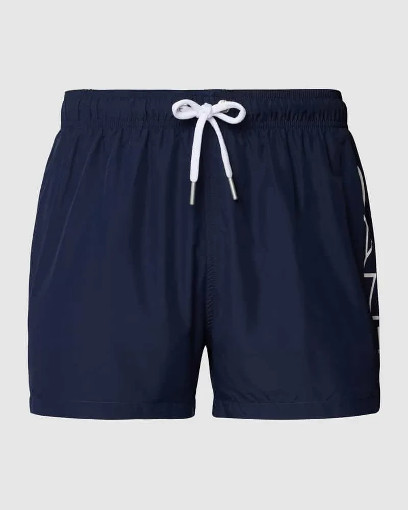 Gant Badehose mit Logo-Print Dunkelblau
