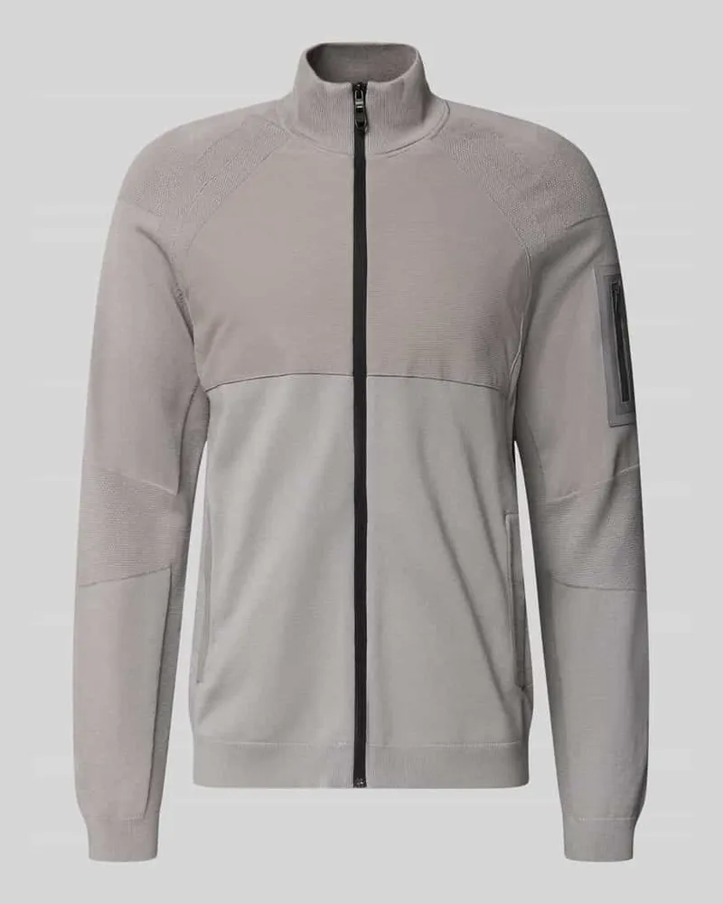 HUGO BOSS Regular Fit Sweatjacke aus Viskose-Mix Modell 'TOUR HY Hellgrau