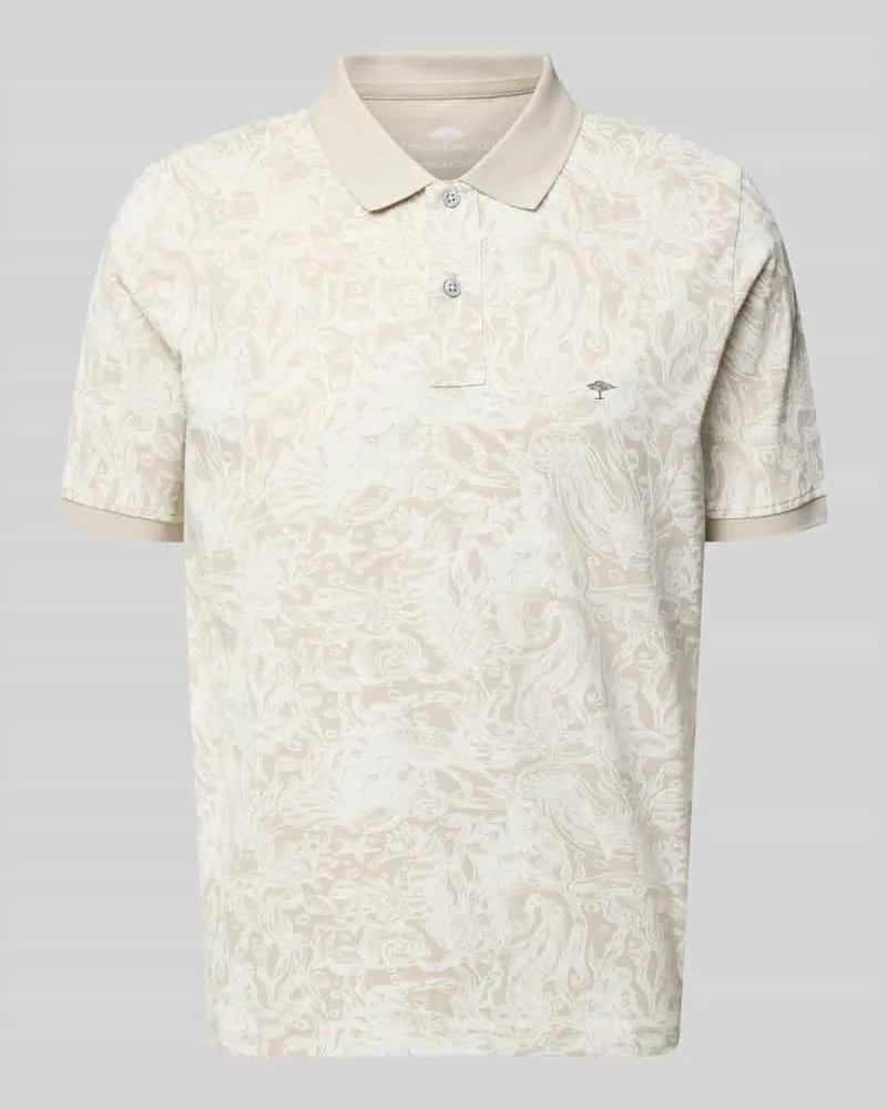 Fynch-Hatton Regular Fit Poloshirt aus Baumwolle im Allover-Look Offwhite