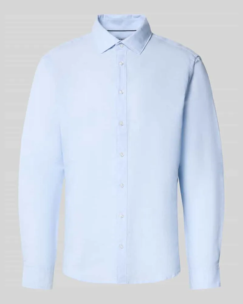 JAKE*S Regular Fit Freizeithemd aus Leinen-Mix Hellblau