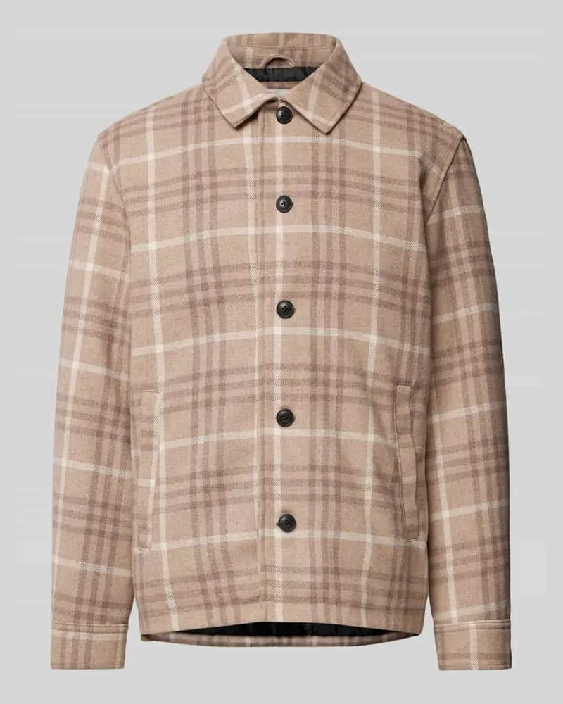 Jack & Jones Regular Fit Hemdjacke mit Kentkragen Modell 'CARTER Taupe