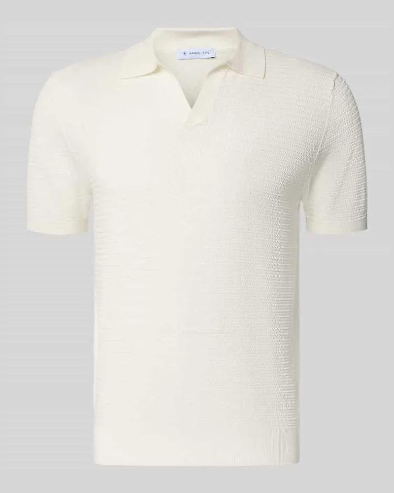 Manuel Ritz Regular Fit Poloshirt mit V-Ausschnitt Offwhite