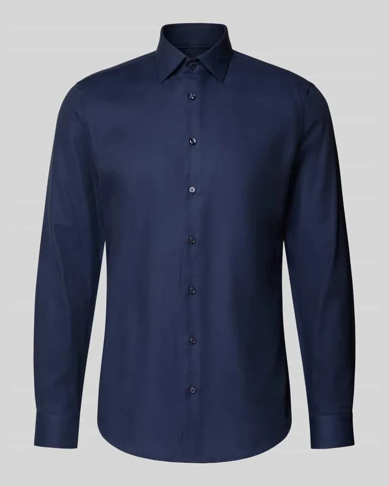 JAKE*S Slim Fit Businesshemd aus reiner Baumwolle Marine