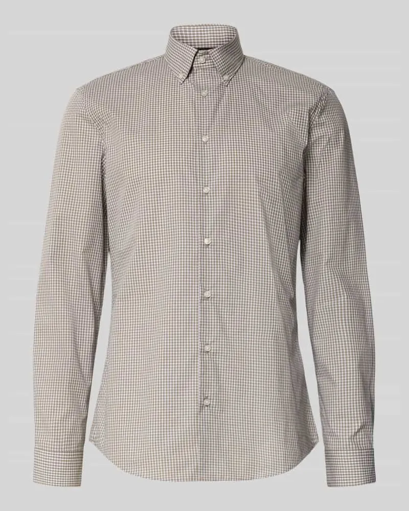JAKE*S Slim Fit Business-Hemd mit Button-Down-Kragen Taupe