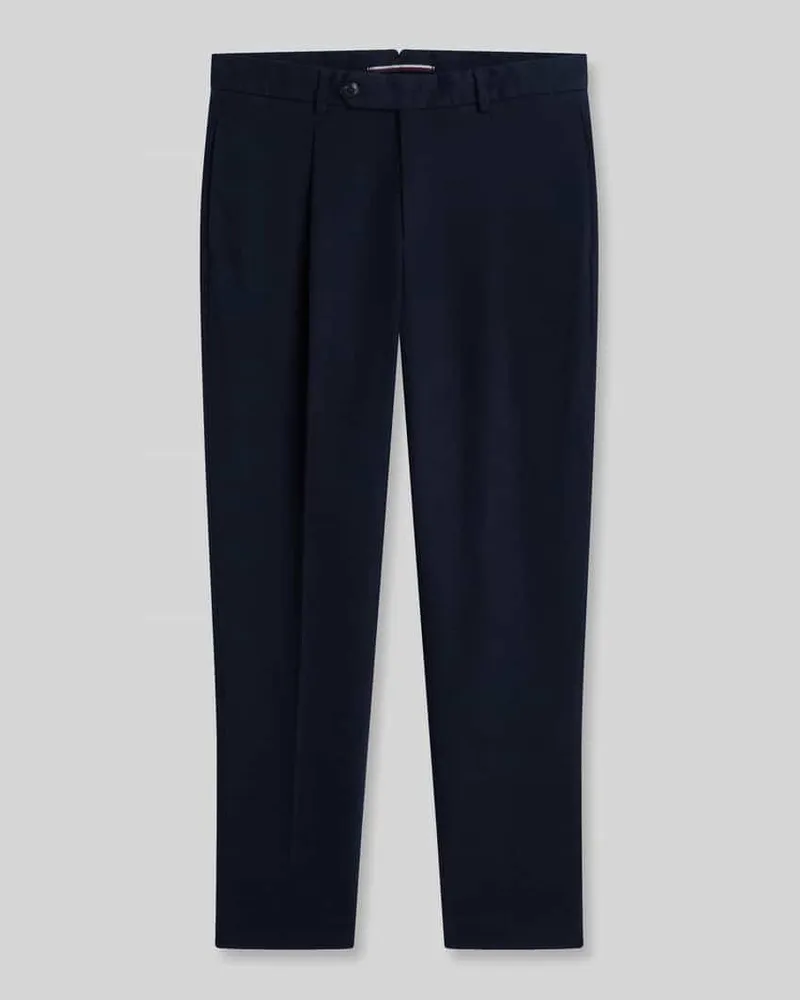 Tommy Hilfiger Tapered Fit Bundfaltenhose aus Baumwoll-Mix Marine