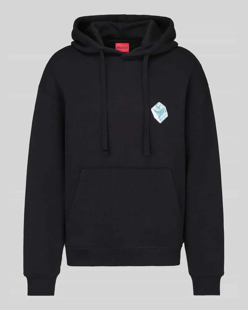HUGO BOSS Hoodie mit großem Rückenprint Modell 'Dewerhood Black
