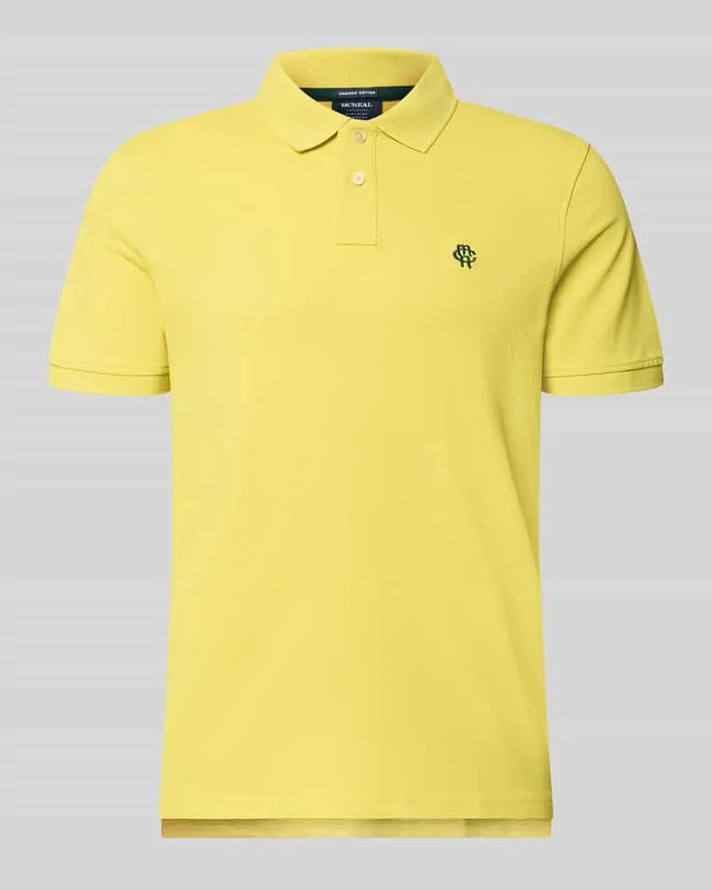 McNeal Regular Fit Poloshirt mit Label-Stitching Senf