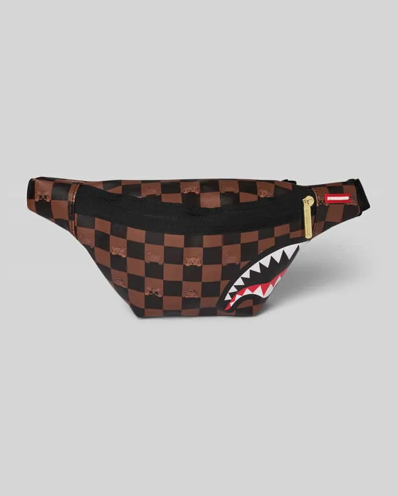 Sprayground Bauchtasche mit Label-Badge Modell 'Peeking Character Hellbraun