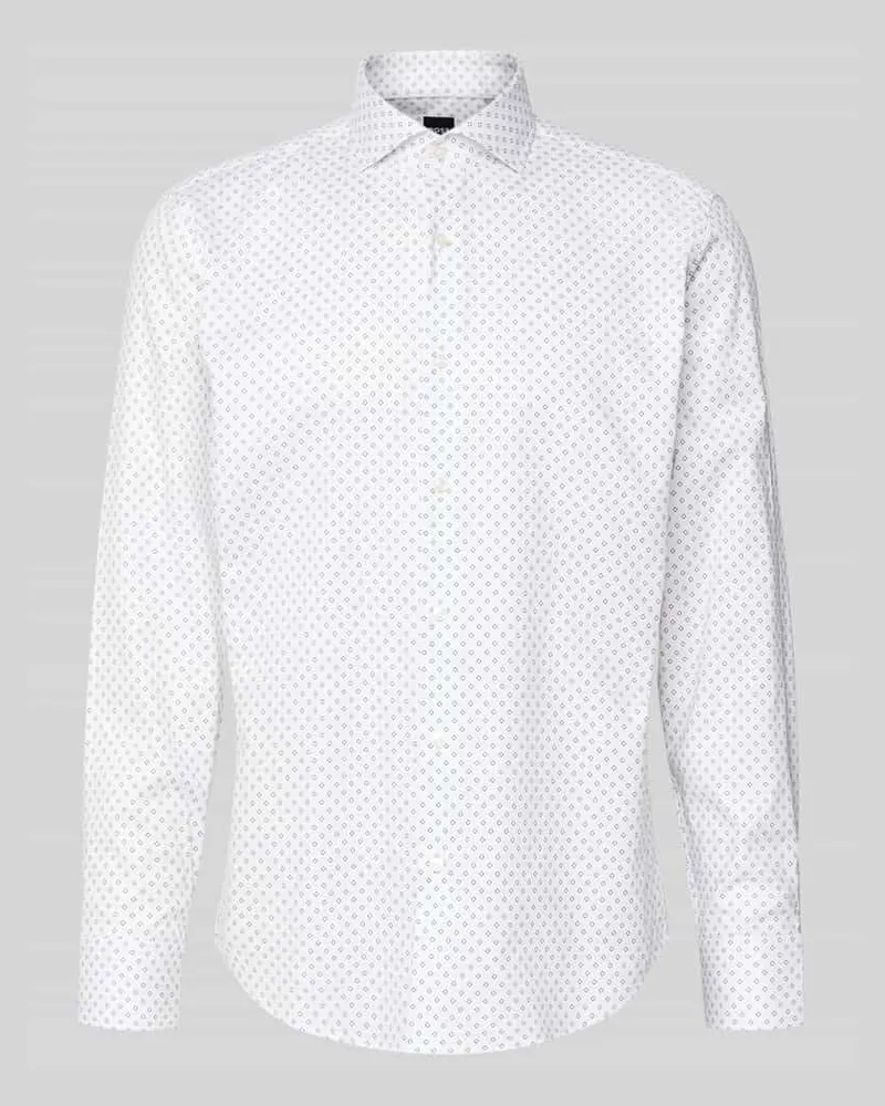 HUGO BOSS Regular Fit Businesshemd aus Baumwolle mit Kentkragen Modell 'JOE Weiss