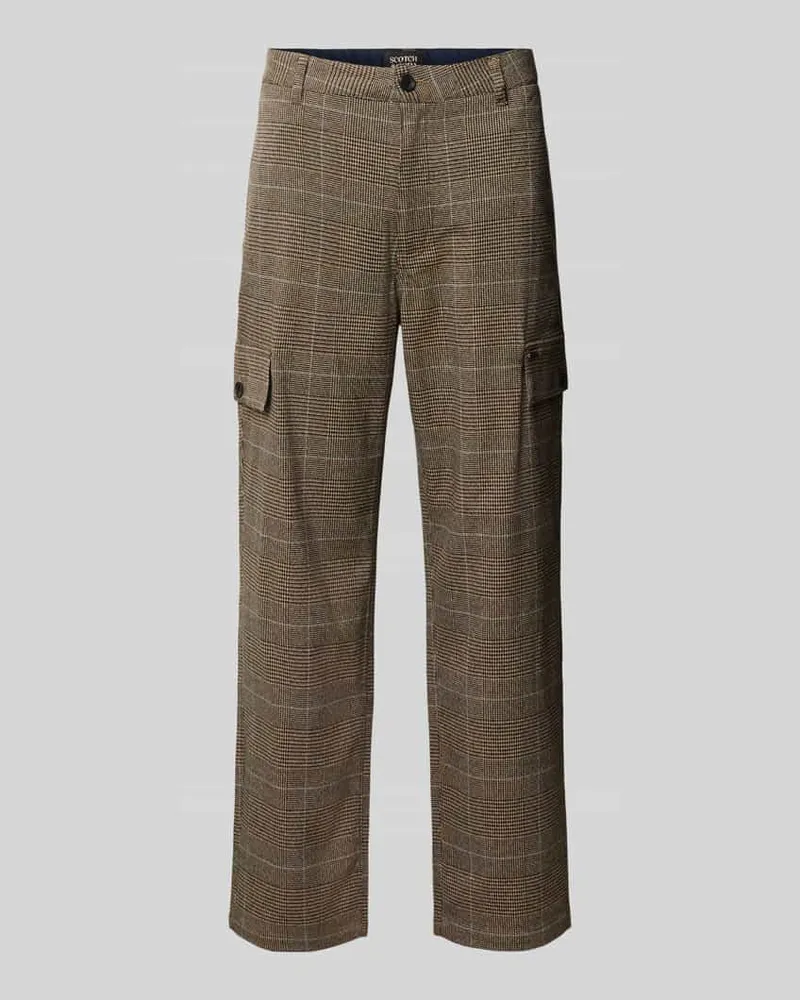 Scotch&Soda Hose im Allover-Look mit Cargotaschen Mittelbraun