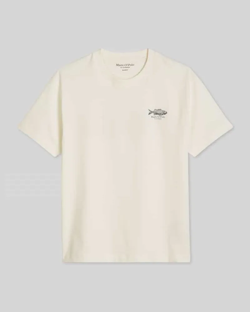 Marc O'Polo Loose Fit T-Shirt aus reiner Baumwolle mit Rücken-Motiv-Print Offwhite
