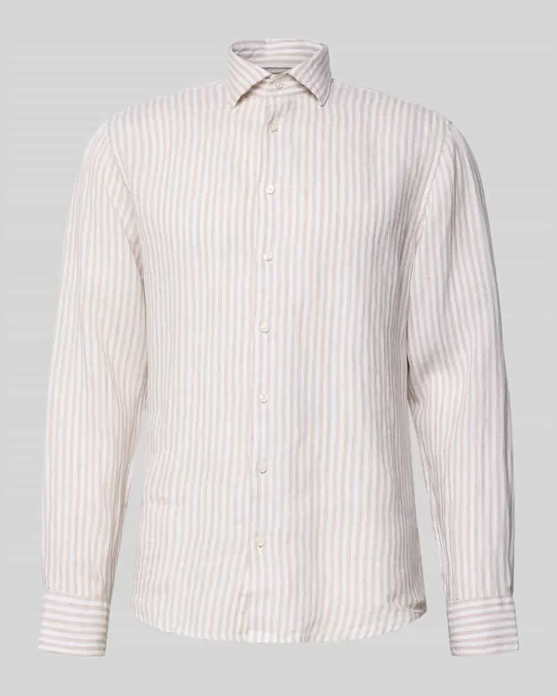 Seidensticker Regular Fit Business-Hemd aus Leinen mit Kentkragen Sand