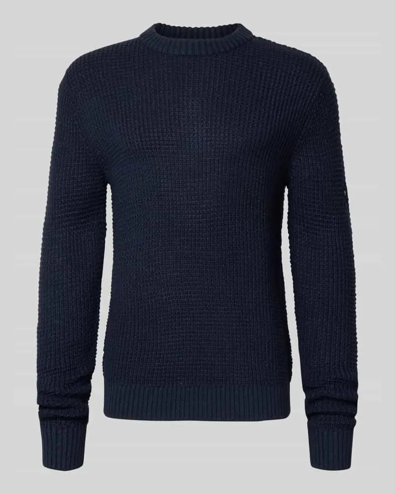 Jack & Jones Strickpullover mit gerippten Abschlüssen Modell 'LINK Marine