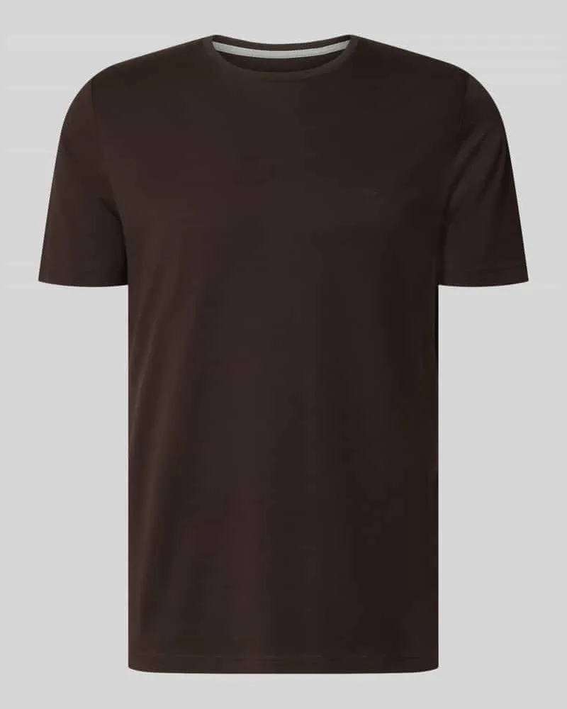 Fynch-Hatton T-Shirt mit Rundhalsausschnitt und Label-Stitching Dunkelbraun