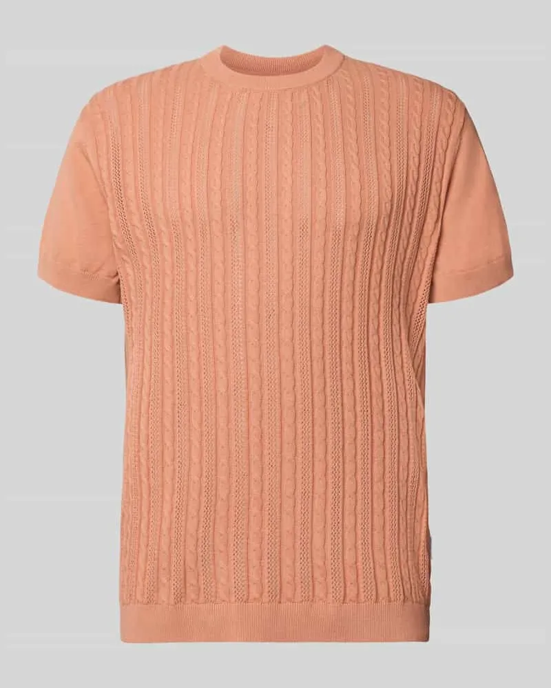 Lindbergh T-Shirt mit Zopfmuster Koralle