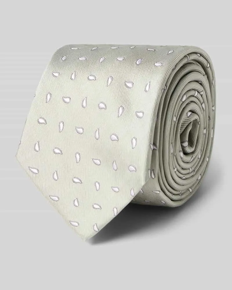 Gierre Milano Seidenkrawatte aus reiner Seide mit Allover-Stitching (7,5 cm Hellgruen
