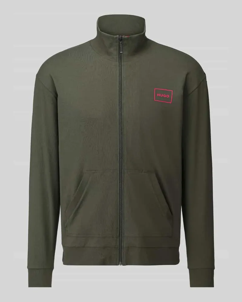 HUGO BOSS Regular Fit Sweatjacke aus Baumwoll-Mix Modell 'Laze Zip Jacket Oliv