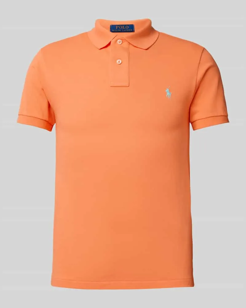 Ralph Lauren Slim Fit Poloshirt mit Label-Stitching Orange