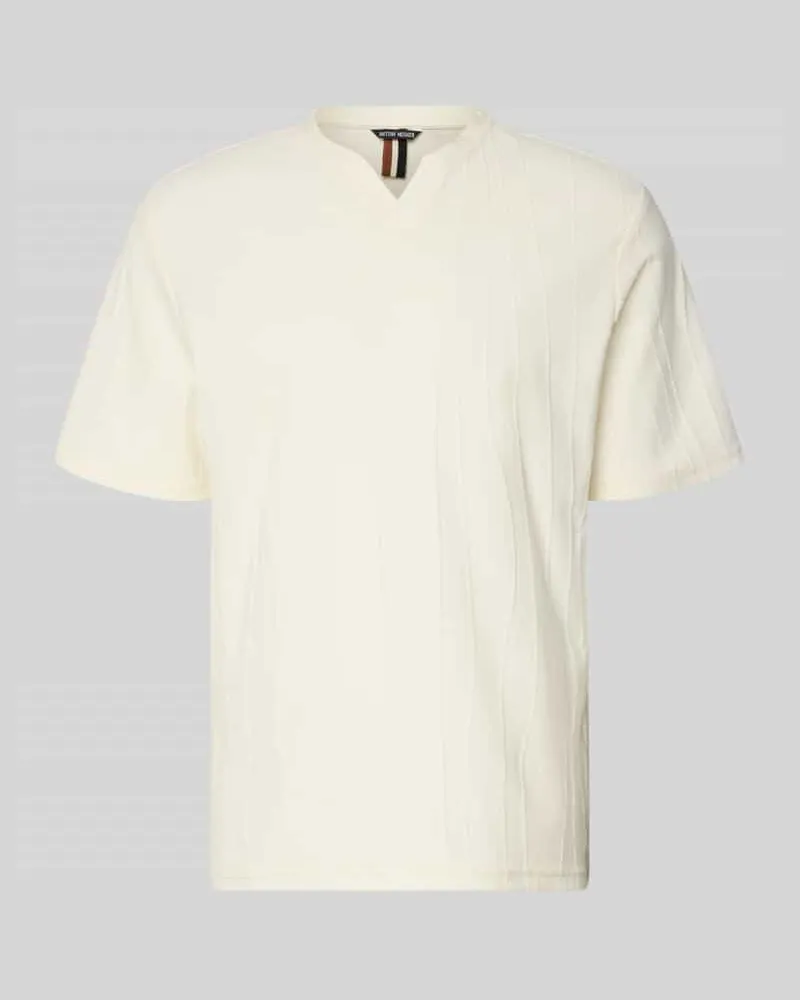 Antony Morato T-Shirt mit Strukturmuster und V-Ausschnitt Ecru