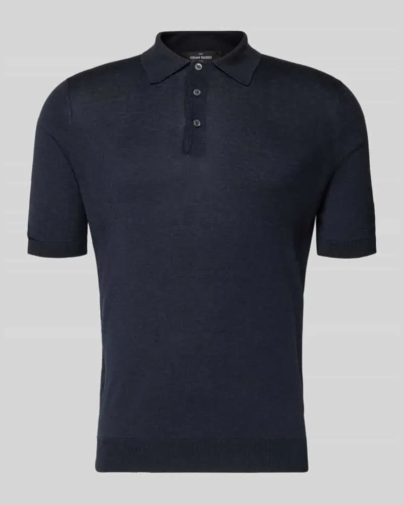 Gran Sasso Slim Fit Poloshirt aus reiner Seide Marine