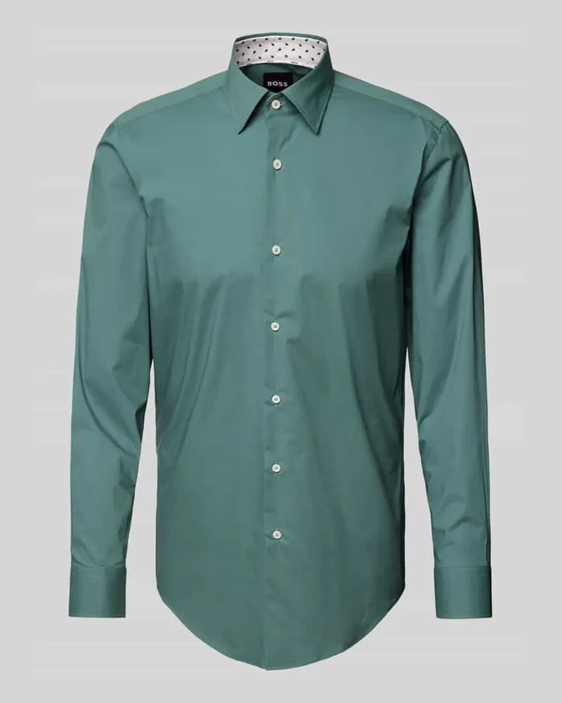 HUGO BOSS Regular Fit Business-Hemd mit Knopfleiste Modell 'Hank Gruen