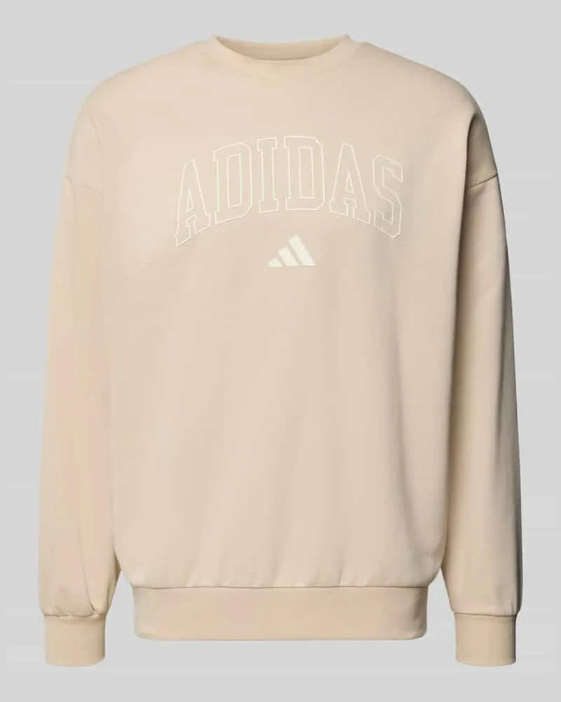 adidas Sweatshirt mit Logo-Schriftzug Beige