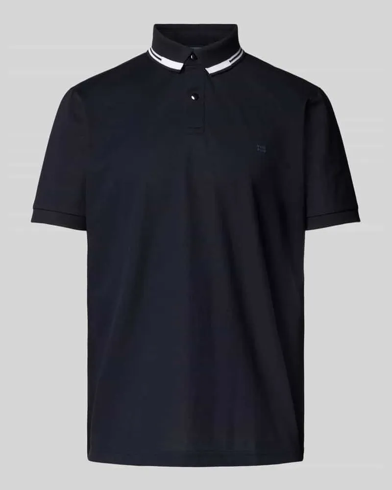 Christian Berg Poloshirt mit kurzer Knopfleiste und Logo-Print 
