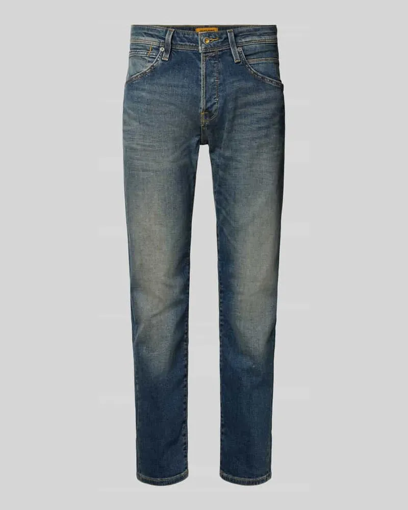 Jack & Jones Tapered Fit Jeans im Used-Look Modell 'MIKE Jeansblau