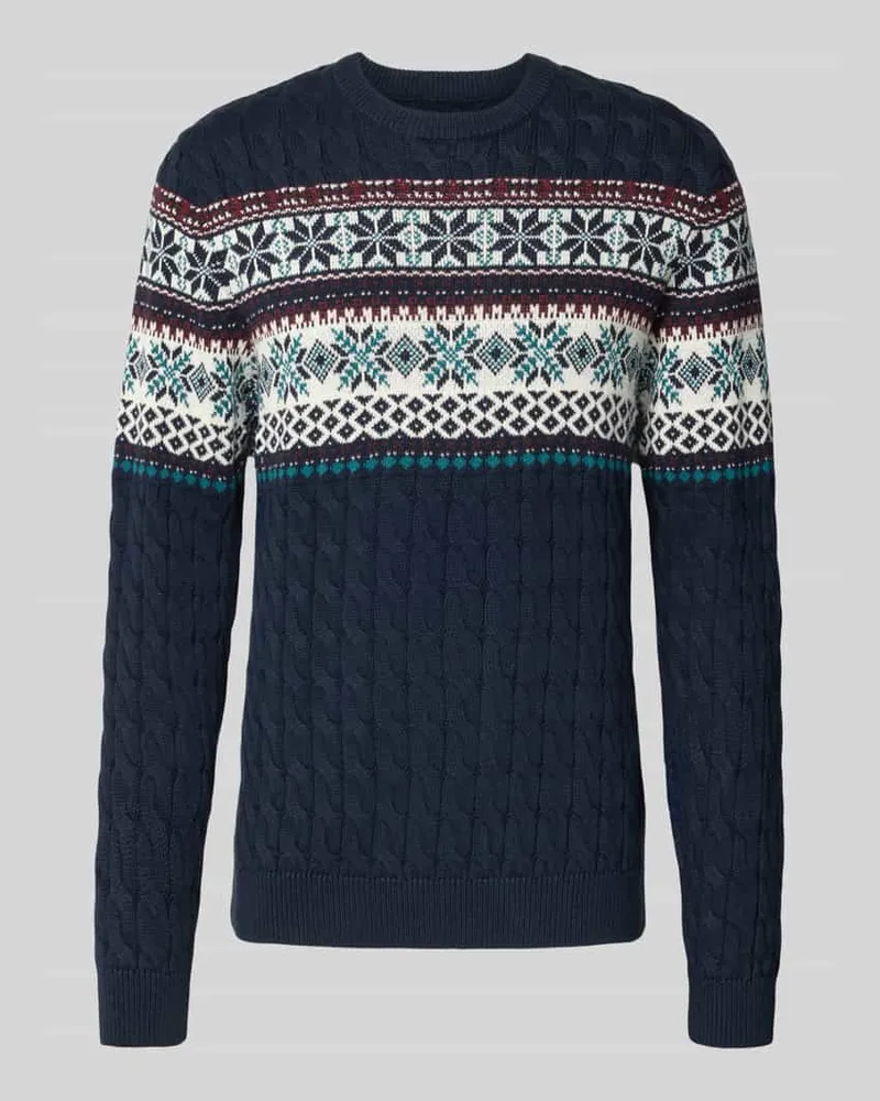 McNeal Strickpullover mit gerippten Abschlüssen Dunkelblau