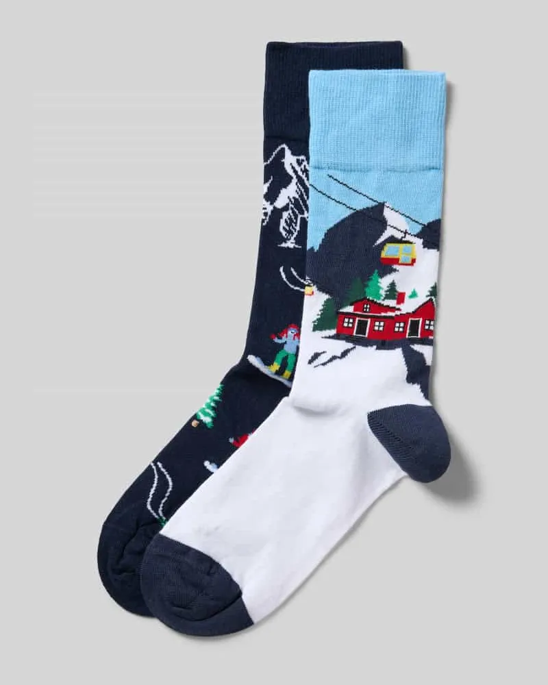 Christian Berg Socken mit geripptem Abschluss Bleu