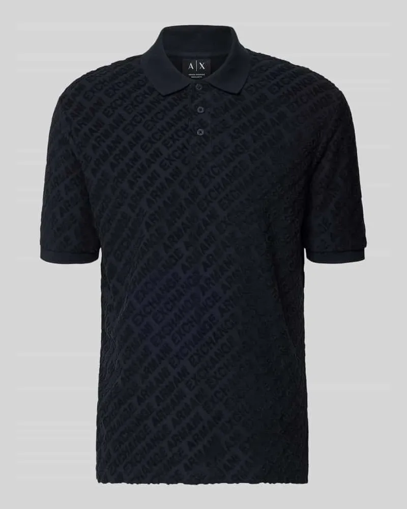 Armani Exchange Slim Fit Poloshirt mit Logo-Muster Dunkelblau