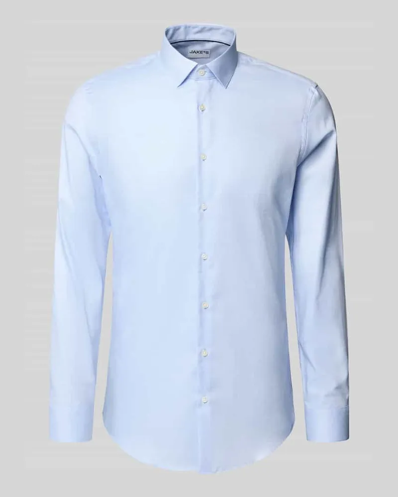 JAKE*S Super Slim Fit Business-Hemd mit Kentkragen Bleu