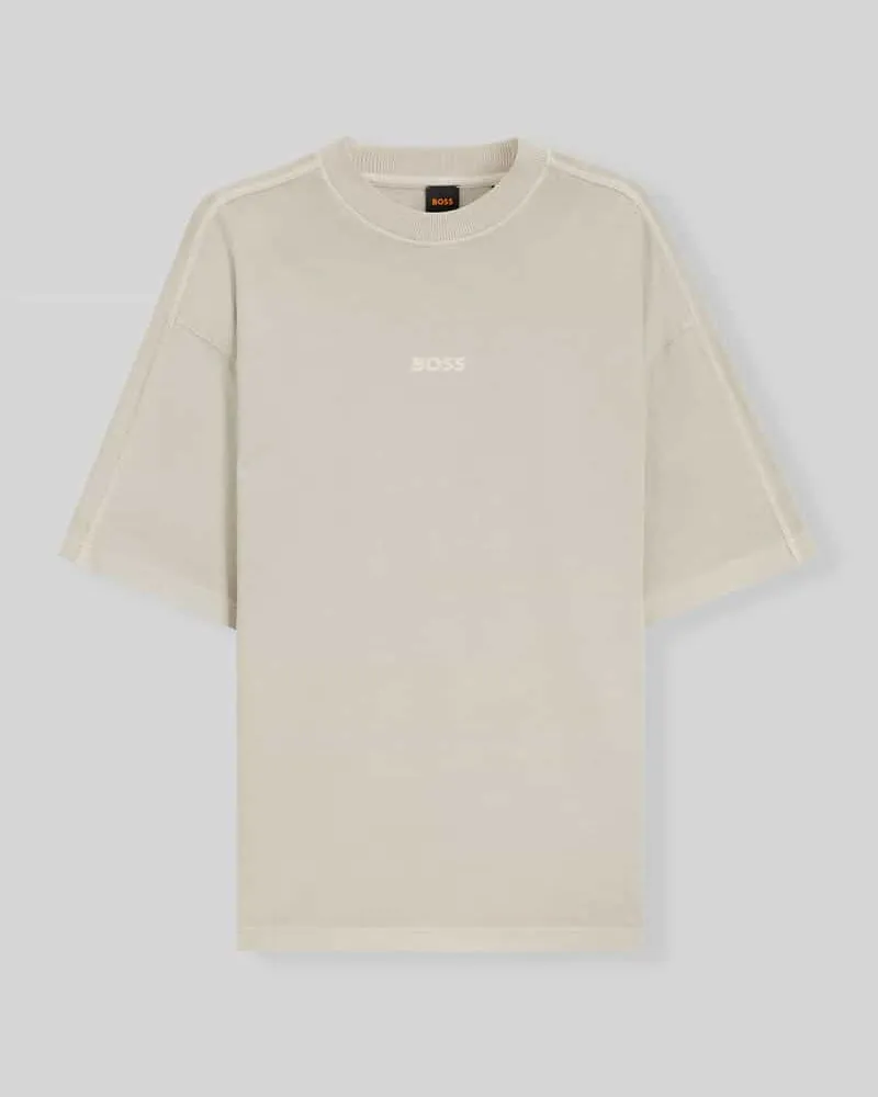 HUGO BOSS Relaxed Fit T-Shirt aus reiner Baumwolle Modell 'TE_TILE Beige
