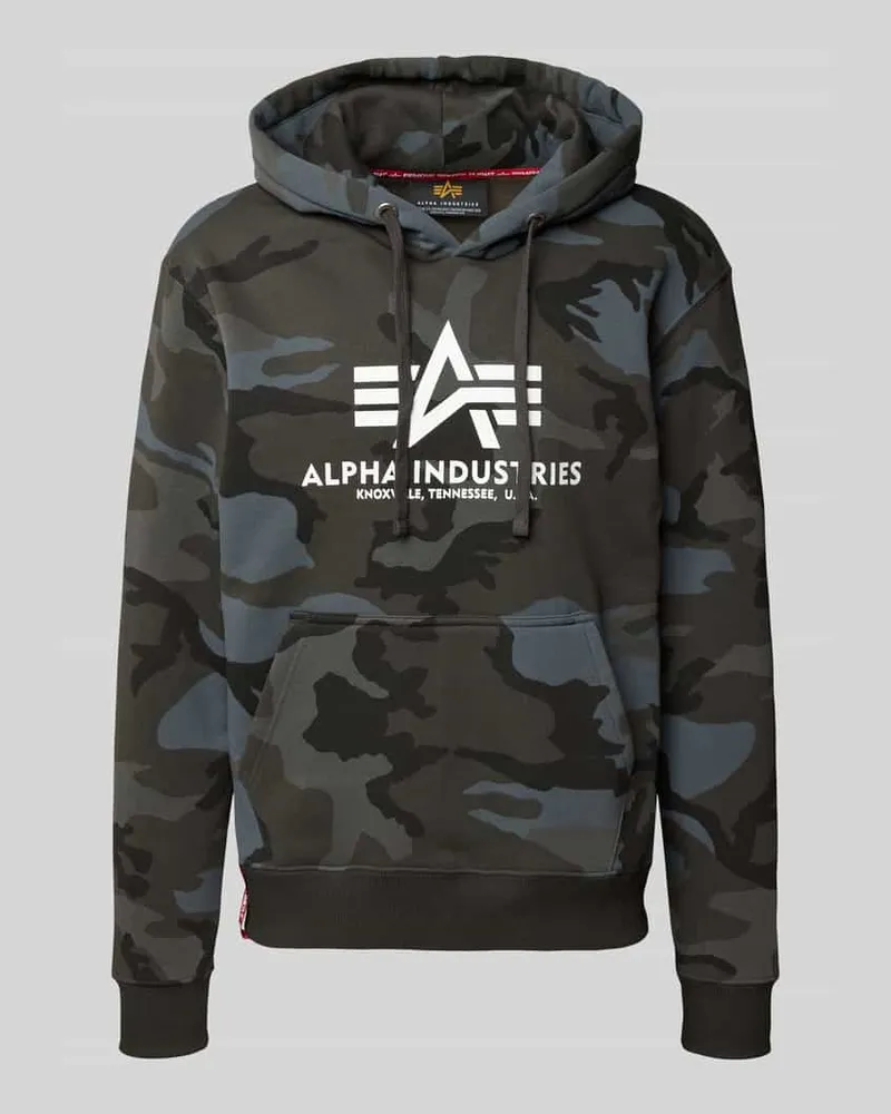 Alpha Industries Hoodie mit Logo-Print und Känguru-Tasche Black