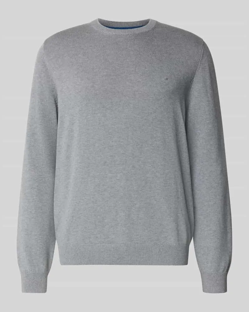 Christian Berg Strickpullover mit gerippten Abschlüssen Hellgrau