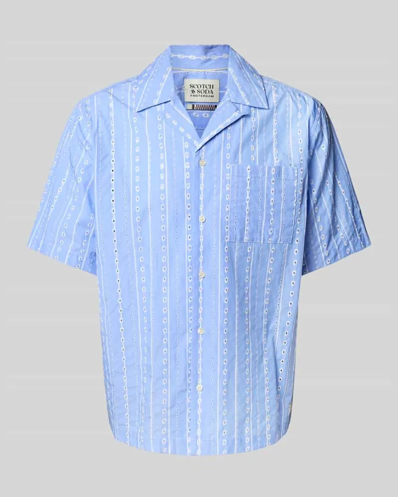 Scotch&Soda Regular Fit Freizeithemd mit Lochstickerei Hellblau
